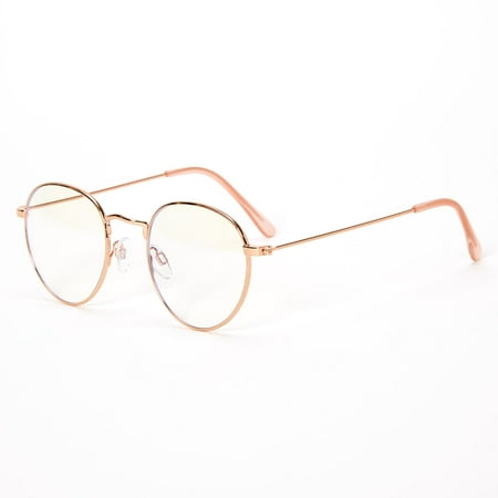 Claire's Pink Round Metal Frame Anti Blue Light Glasses - Blue Light Blocking Tech Accessories