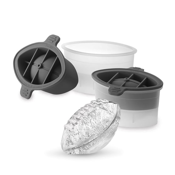 Tovolo Silicone Ice Mold, Football Shaped Large Ice Molds for Slow Melting Cocktail Drinks, Gift for Sports Fan, Pack of 2