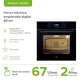 thumbnail image 3 of Horno eléctrico empotrable 67 L, 220 - 240 V Panel digital AVERA HEL02D, 3 of 9