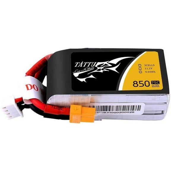 Tattu 11.1V 3S 850mAh 75C LiPo Battery Pack with XT30 Plug for 150mm to 180mm Size Micro FPV Racing Quadcopters