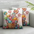 thumbnail image 3 of COMIO Candy Christmas Throw Pillow Covers Candy Cane Happy New Year Gingerbread House Christmas Tree Truck Pink Washable Cozy Soft Couch Sofa Bed Cushion Pillow, 3 of 5