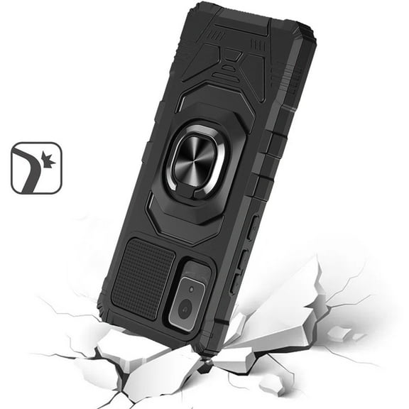 For TCL K11 Hybrid Dual Layer with 360° Rotate Magnetic Ring Stand Holder Kickstand TPU Rugged PC Shockproof Cover ,Xpm Phone Case [ Black ]