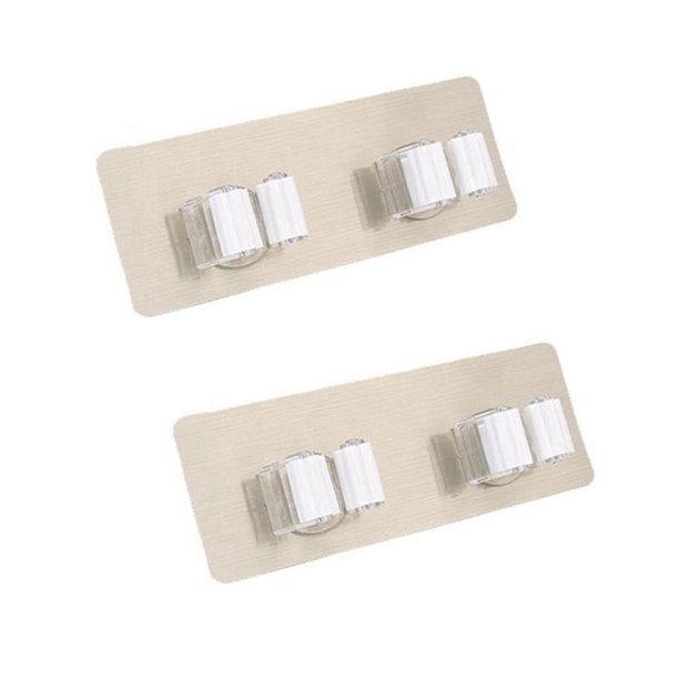 2X Organizador de trapeador para pegar azulejos de pared, soporte de plástico para montaje en pared, hisopo para cepillo, mango de agarre, gancho de sujeción