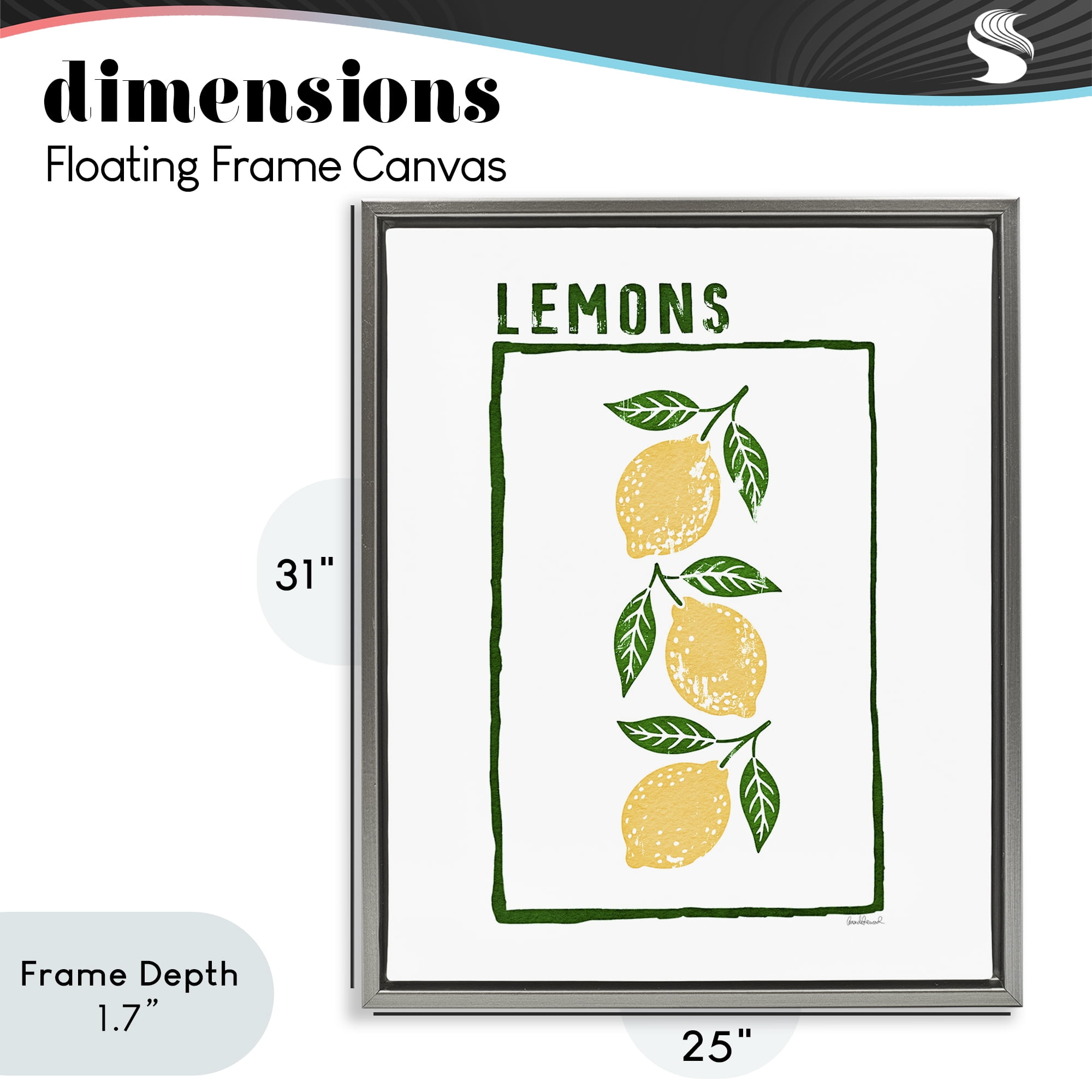Stupell Industries Tasty Summer Lemons Gray Framed Floater Canvas Wall Art, design by Amanda Greenwood
