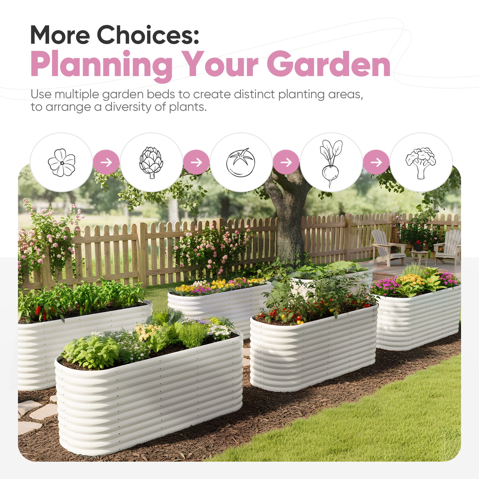 KING BIRD 8x2x3 ft Raised Garden Bed 12 in 1 Galvanized Steel Metal Planter Garden Box Outdoor for Gardening, Vegetables, Flowers, Beige
