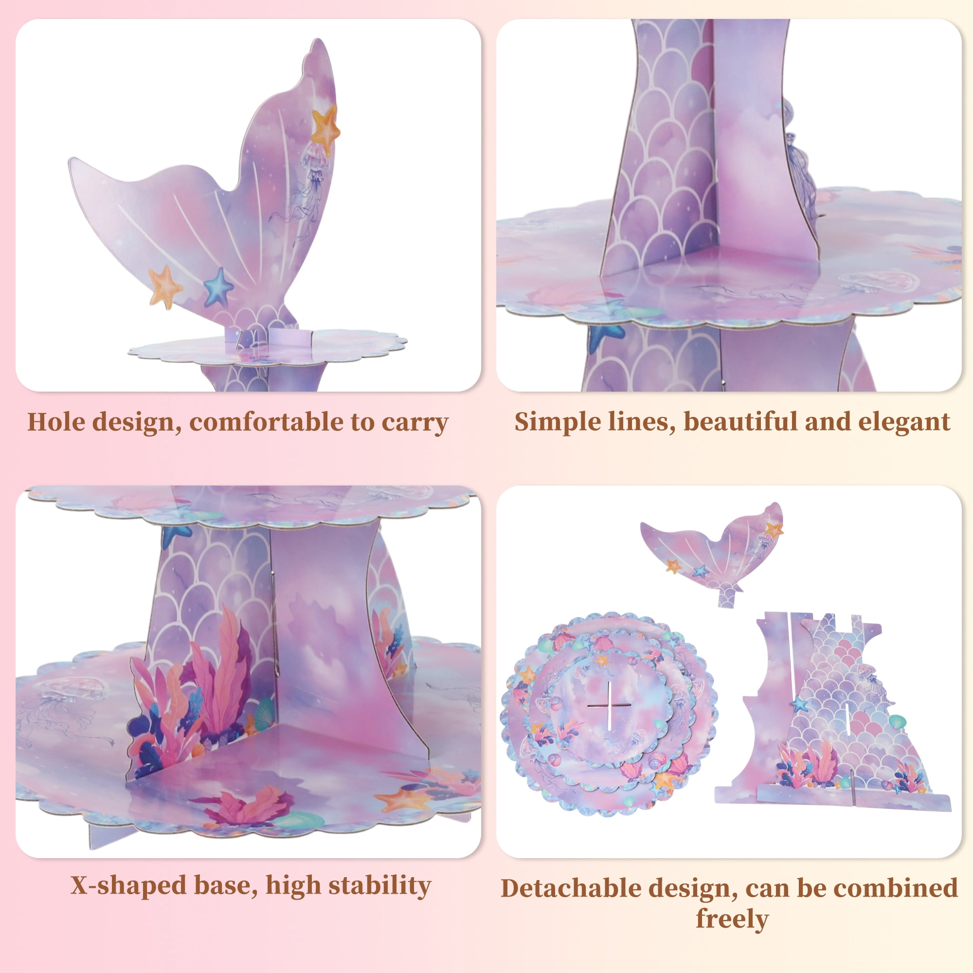 Unique Bargains 3-Tier Cupcake Stand Tower for Birthday Wedding Party Decoration