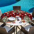 thumbnail image 6 of Red Buffalo Plaid Round Tablecloth, Fitted Table Cover with Elastic for 45"-54" Round Tables, Christmas Snowman Poinsettia Xmas Tree Snowflake Table Cloth Outdoor Dinning Party Waterproof Tablecloths, 6 of 7