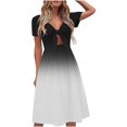 thumbnail image 1 of Vestido de verano con lazo de manga corta con cuello en V de moda casual para mujer Vestidos estampados de verano Pompotops ghjkhdj14298, 1 of 5