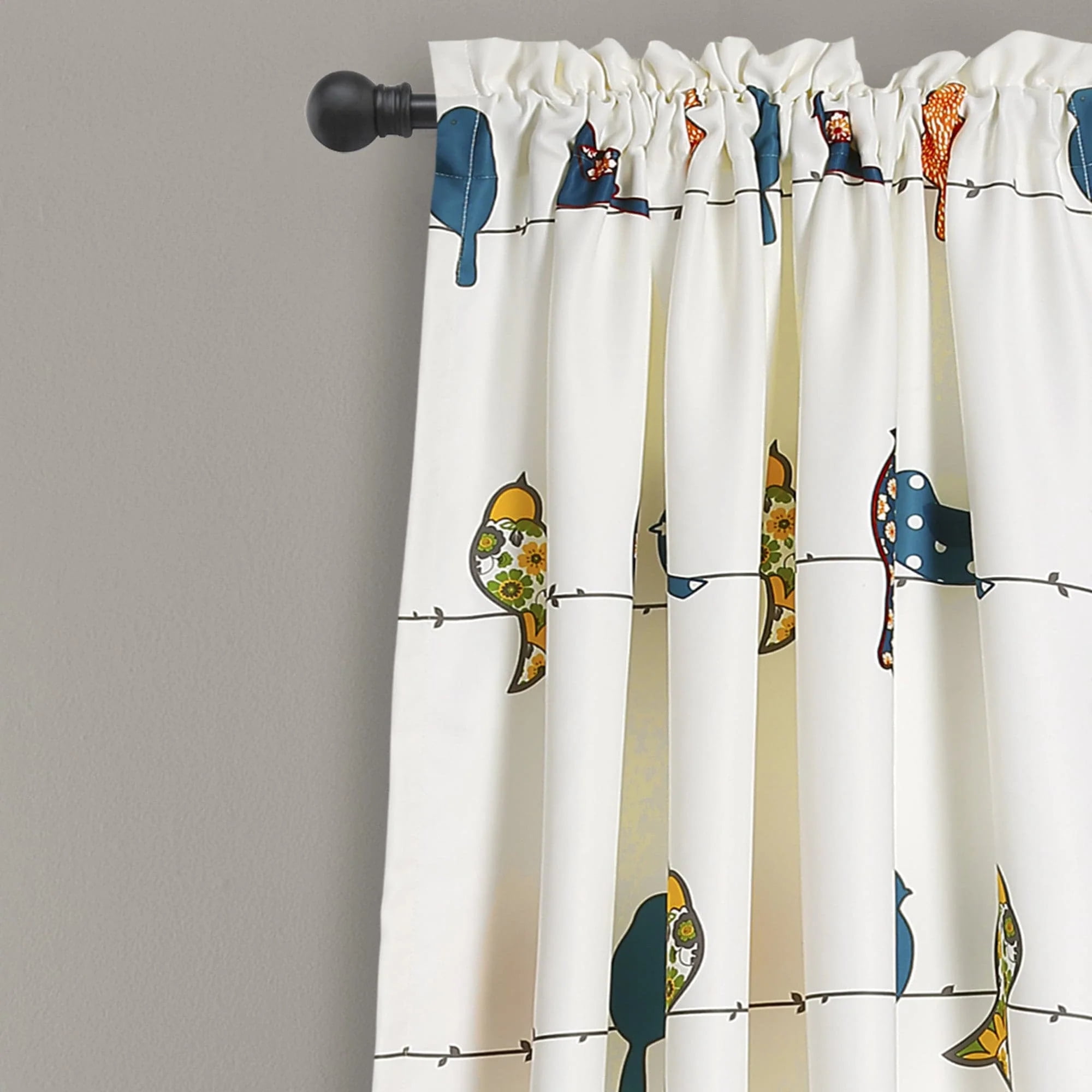 Rowley Birds Room Darkening Window Curtain Panels Multi 52x63+2 Set