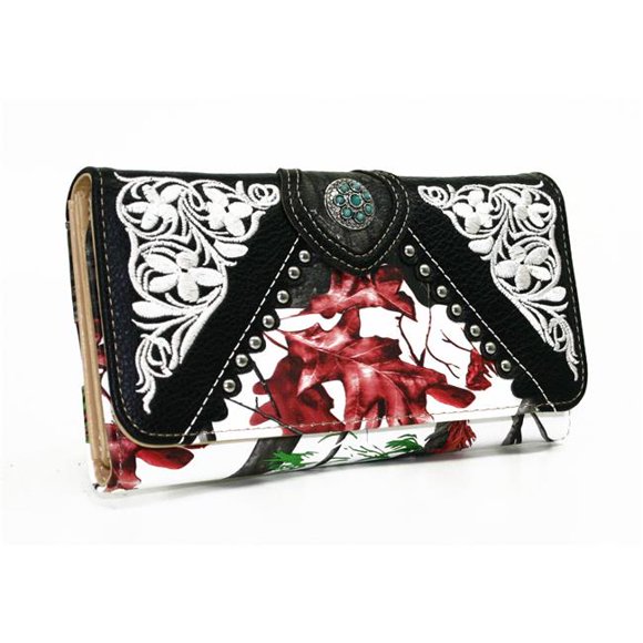WB923-RD-CAM 7.5 x 4.5 in. Western Turquoise Concho Accent Wallet, Red & Cam