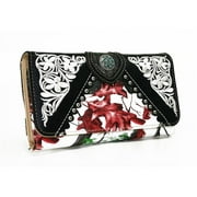 Ritz WB923-RD-CAM 7.5 x 4.5 in. Western Turquoise Concho Accent Wallet, Red & Cam