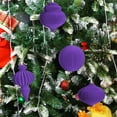 thumbnail image 6 of FEOLGEHLY 4 Pcs Large Velvet Christmas Ball Ornaments Set, Vintage Shatterproof Plastic Christmas Ball Ornaments, Flocked Hanging Decoration for Xmas Tree Party Wedding Home Decor, Purple, 6 of 7