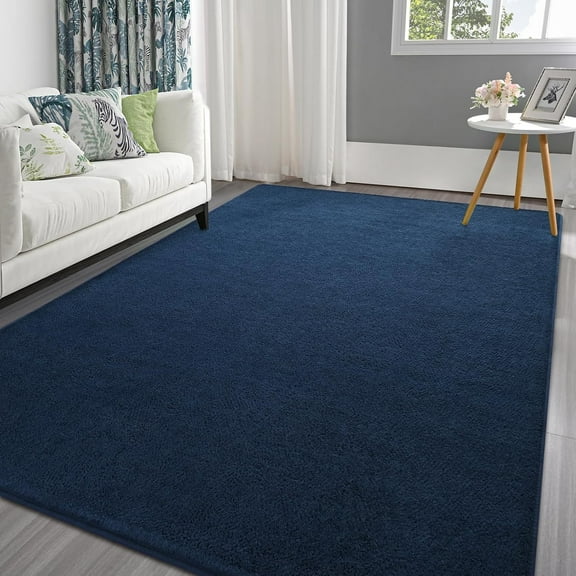 Arogan Soft Low Pile Rug Modern Area Rugs for Bedroom Living Room,Suitable for Boys Girls Teenagers and Adults with Super Soft Touch , Navy Blue , 6' x 9'