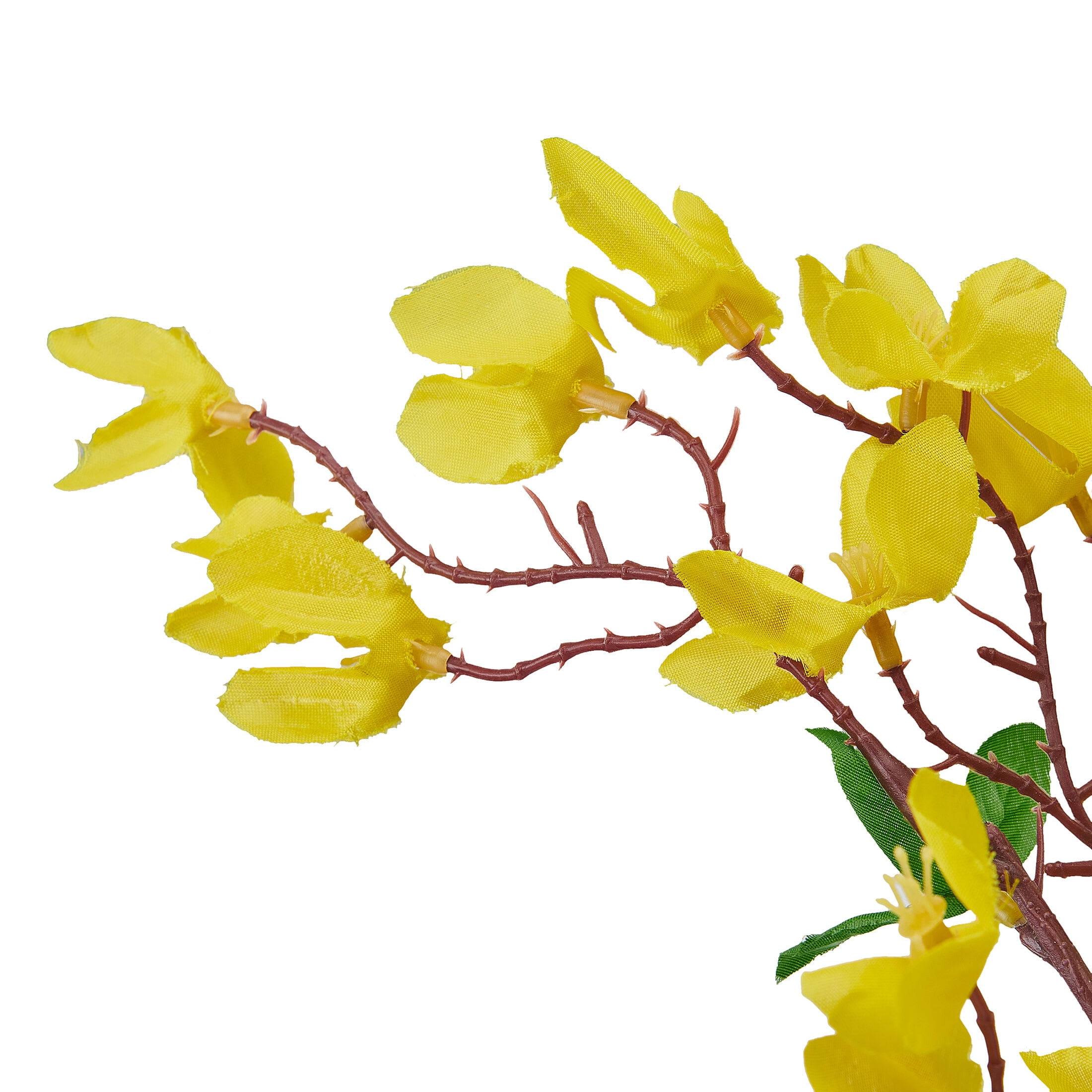 Elements Artificial Realistic Look and Feel Forsythia Arrangement in Clear Glass Vase