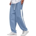 thumbnail image 2 of YOIAVAIOY Men Drawstring Waist Sports Pants Lightweight Waffle Joggers Color Block Elastic Sweatpants Light Blue M, 2 of 9