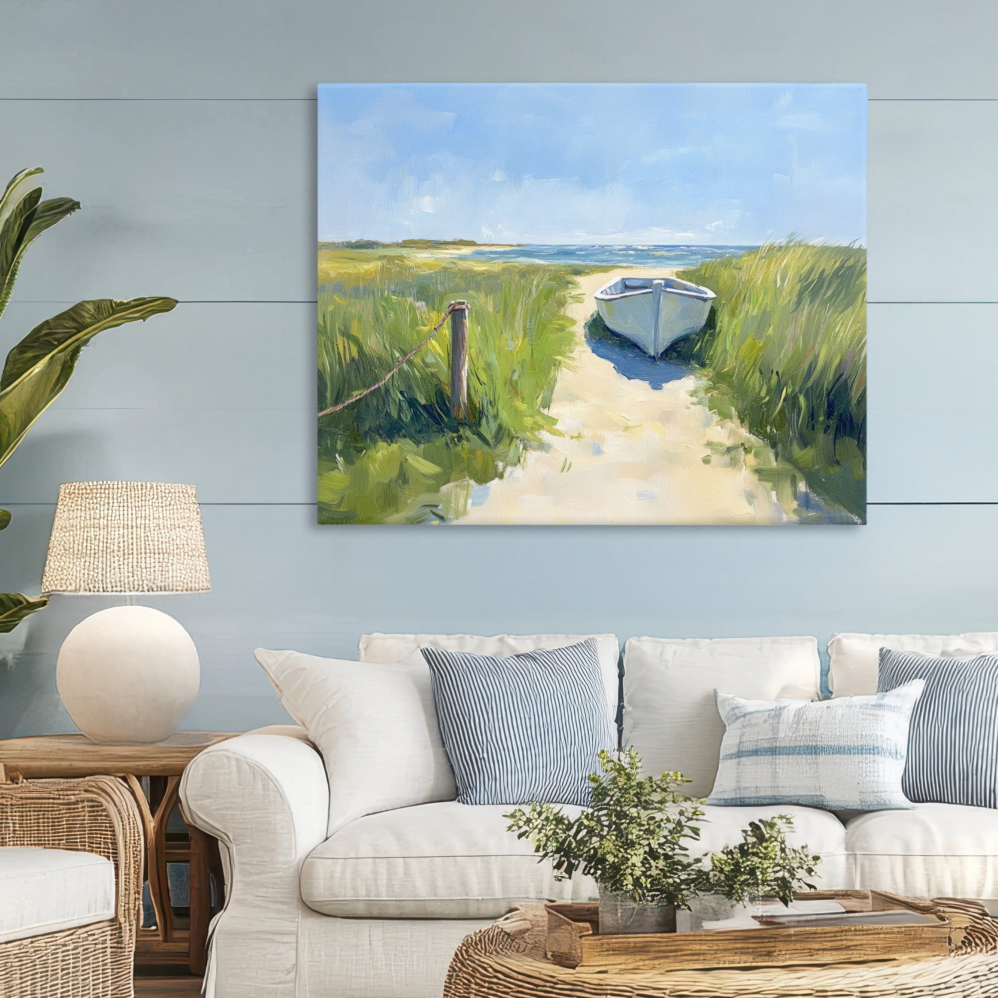 Stupell Industries Moored Boat on Path Canvas Wall Art, design by Sisi and Seb