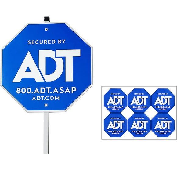 Zshan 1 Piece ADT Aluminum Safety Sign for Outdoor Yard Safety Signs with Standing Pole Lawn Reflective Banner Signs