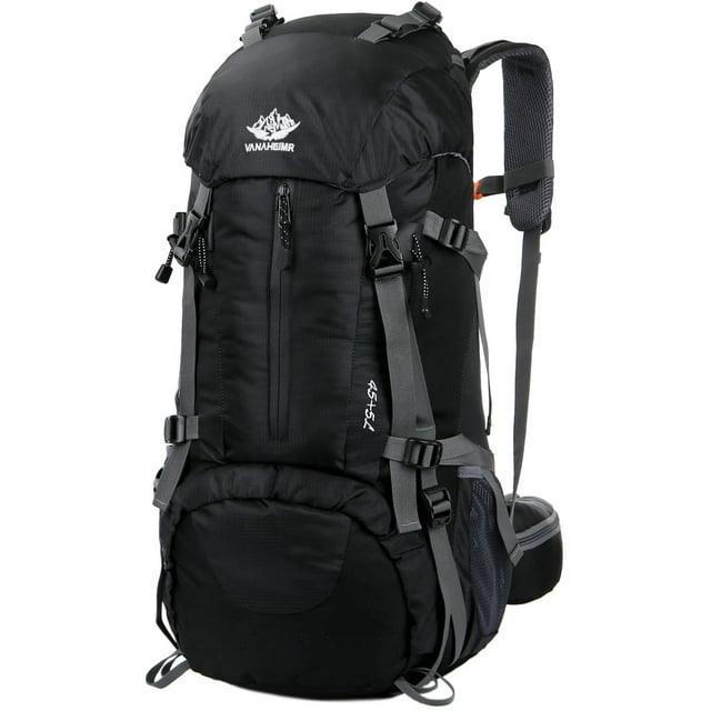 Mochila Esup para Camping y Senderismo 50L con Cubierta para Lluvia para Hombre Negra