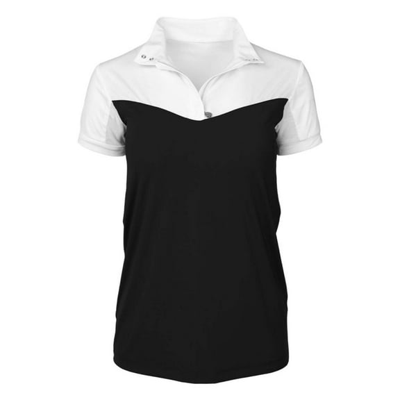 Dapplebay Lady 1/4 Zip Show Top - Short Sleeve-White/Black