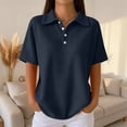 thumbnail image 2 of Nestiefly Women Polo Shirts Short Sleeve Button Down Collared Golf Tee Business Casual Summer Work Tops Athletic Tennis Shirts Navy XXL, 2 of 7