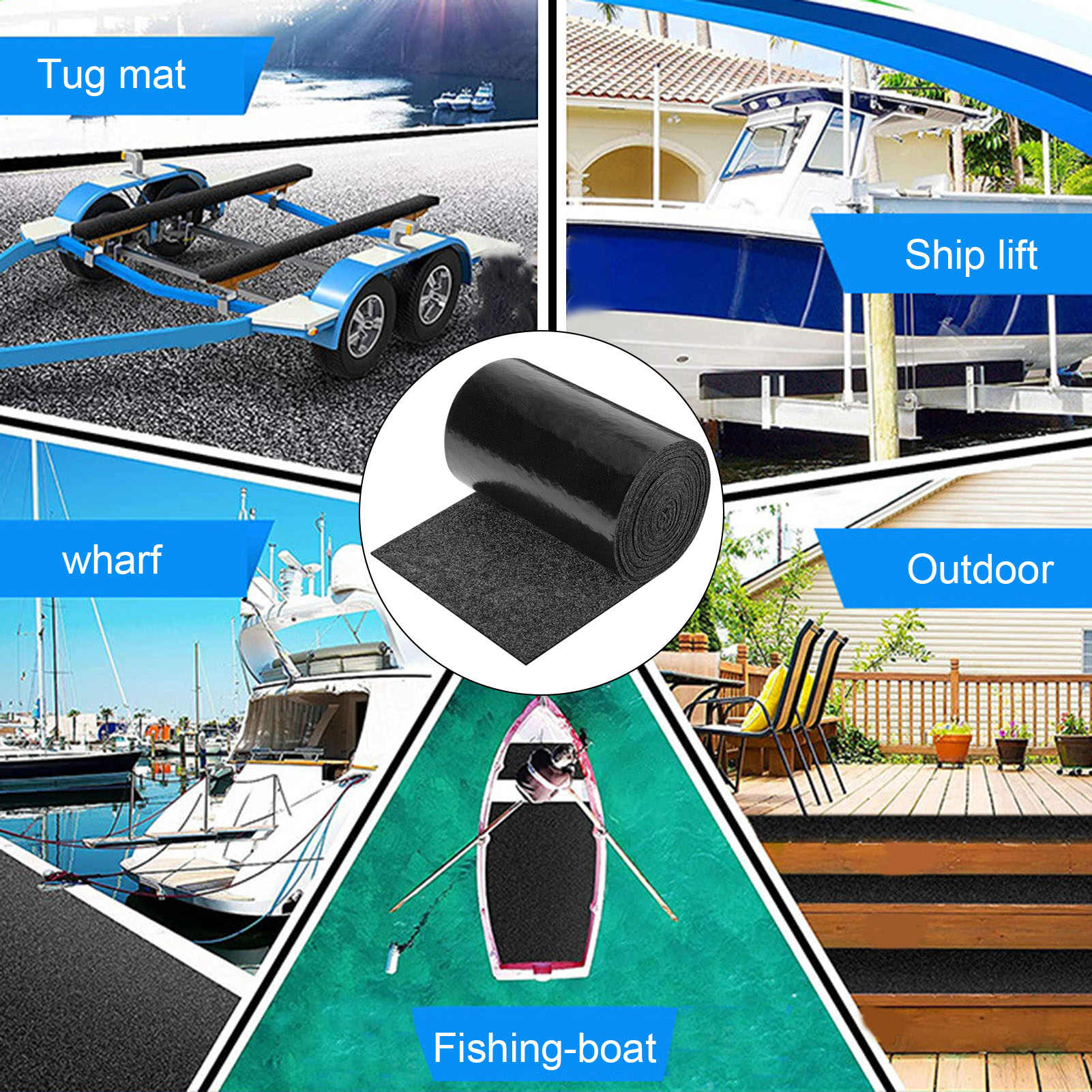 Marine Grade Trailer Bunk Carpet Roll - 9.65" Wide, Slip-Resistant, Protect Boat/Jet Ski Hulls