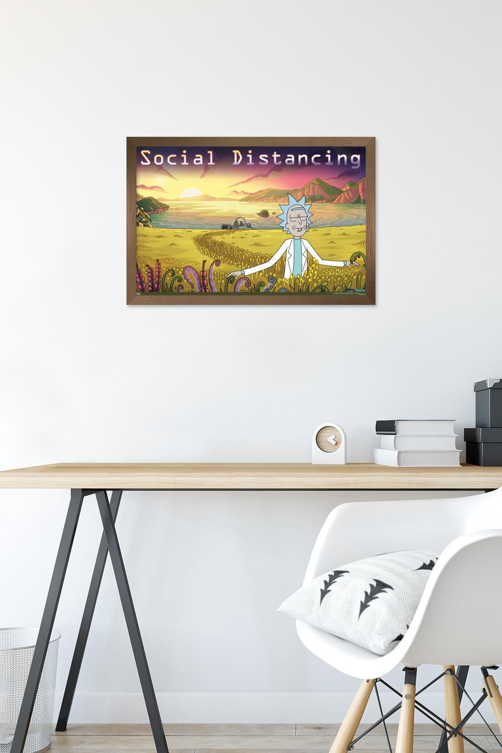 Rick And Morty - Social Distancing Wall Poster, 14.725" x 22.375" Framed