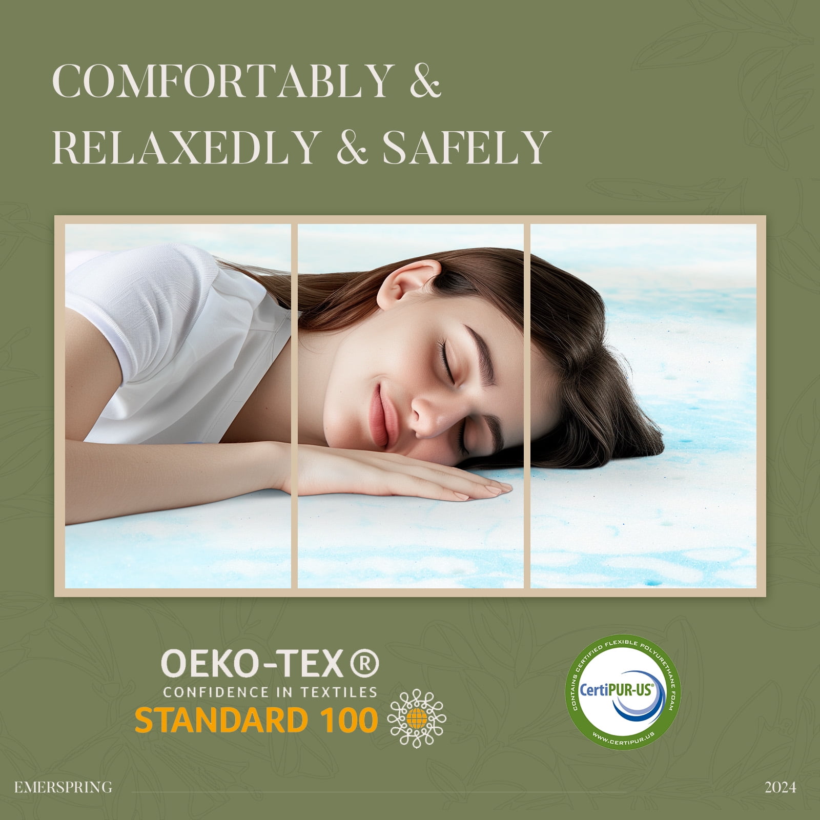 CONCETTA 2 Inch Queen Size Cool Gel Memory Foam Mattress Topper, CertiPUR-US Certified