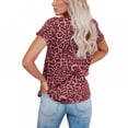 thumbnail image 4 of Monfince Women's Casual Tops Short Sleeve V-Neck Leopard Print Shirts Loose Blouse Basic Tee T-Shirt, 4 of 5
