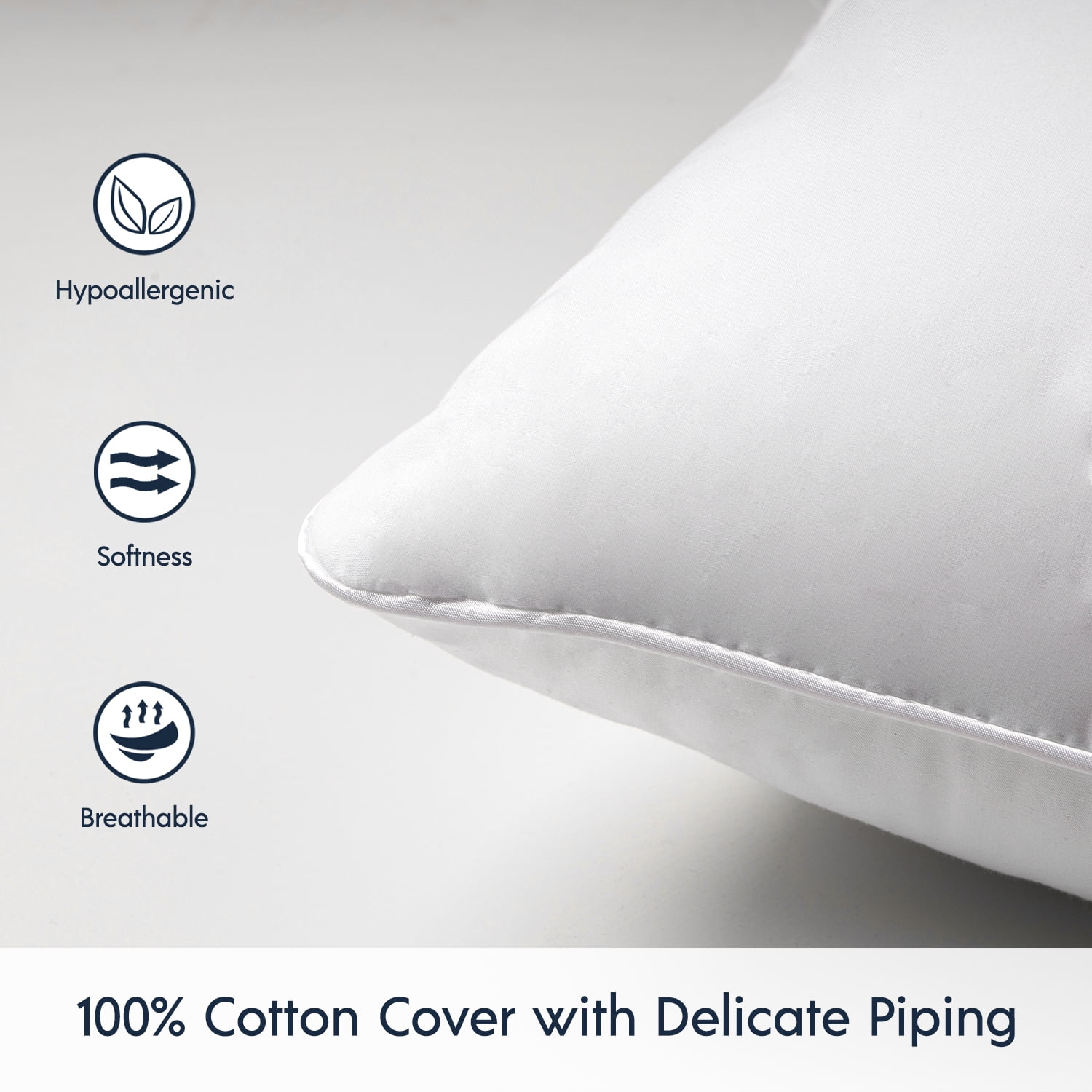 Phantoscope 26x26 Throw Pillow Insert, 100% Cotton Cover Decorative Euro Pillow Form, Soft Fluffy Hypoallergenic Cushion Insert for Couch Sofa Bed