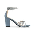 thumbnail image 3 of BLISSFUL STEP Women's Shoes Rhinestone Crisscross Strappy Block Heel Faux Suede Ankle Buckle Sandals Haze Blue 6, 3 of 8