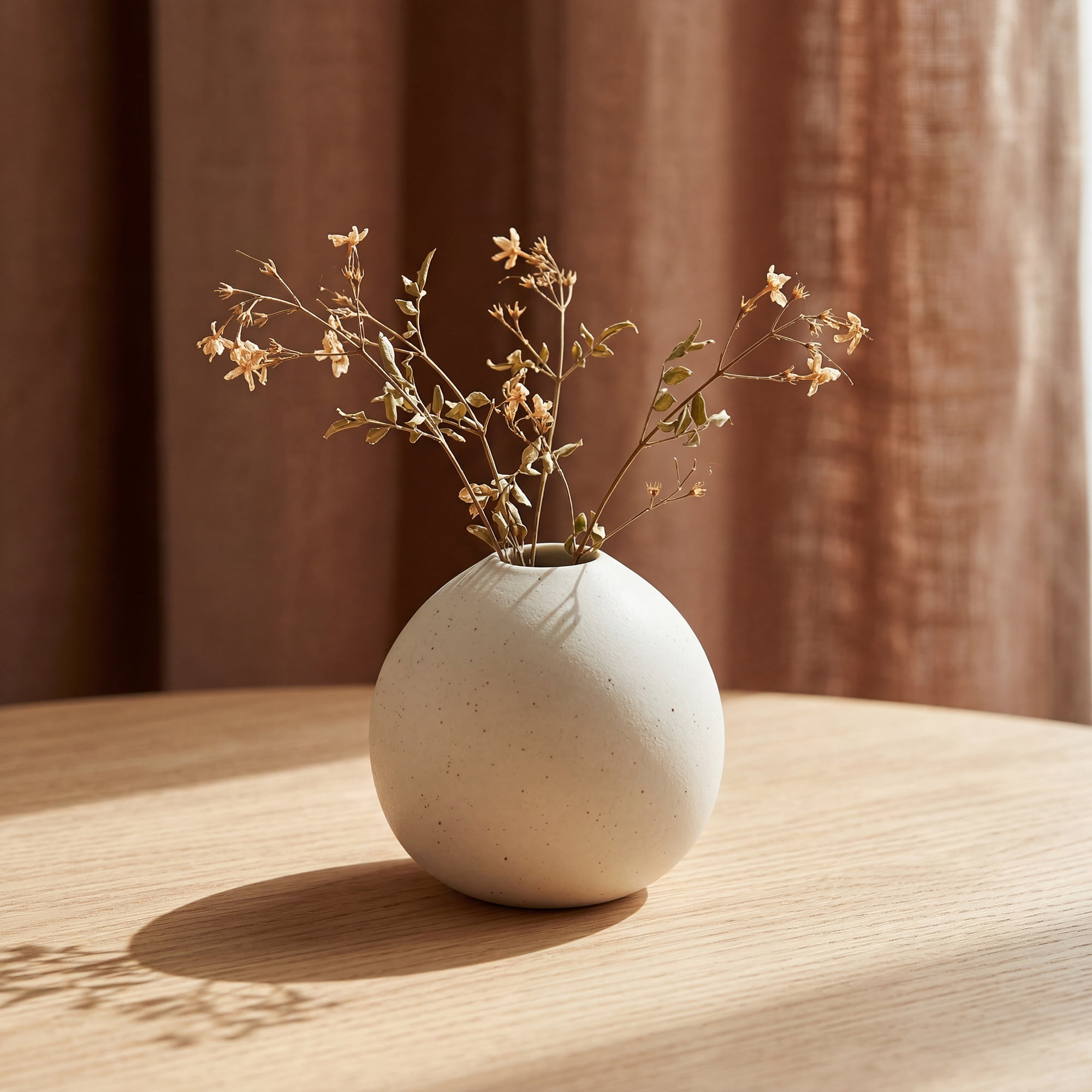 Unique Bargains Tiny Ceramic Bud Small Decorative Flower Vase Beige 3"L x 3"W x 3.3"H