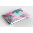 thumbnail image 2 of Palm Leaf Pillow Sham Beach Party Theme Vibrant Composition with Pink and Green Trees Vintage, Decorative Standard Size Printed Pillowcase, 26 X 20 Inches, Pink Teal White, by Ambesonne, 2 of 2
