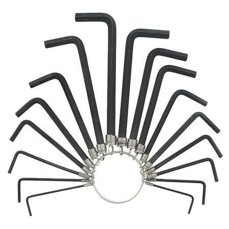 Metra Ring - Drixet SAE-Inch & Metric Hex Socket Wrench Driver Allen Key On a Convenient Ring Organizer Set. (17-Piece)