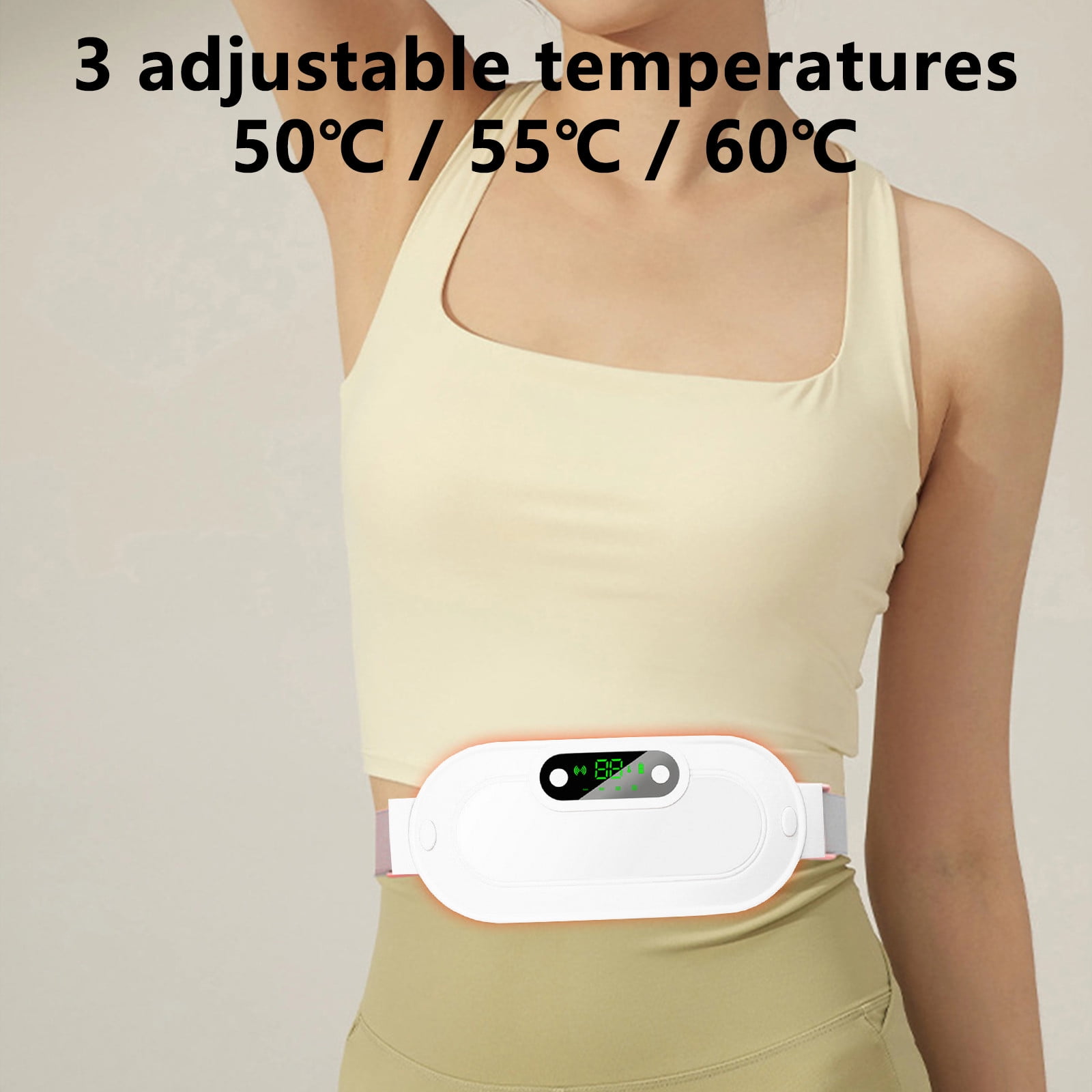 Protable Heating Pad for Cramps, 4 Massage Modes & 3 Heat Levels, Work Continuously for Up to 90 Minutes a Charge, Comfortable and Elastic, Pain Relief Warm Gifts for Women Girls(White)