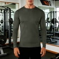 thumbnail image 2 of Couche de Base de Cyclisme Homme Couleur Unie à Manches Longues Col Rond Extensible Couche de Base Tenue de Mise en Forme Haut de Cyclisme Extérieur Matériau en Fibre de Polyester, 2 of 9