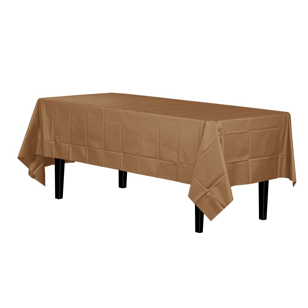 Disposable Gold Plastic Tablecloth Cover Heavy Duty Plastic Rectangle