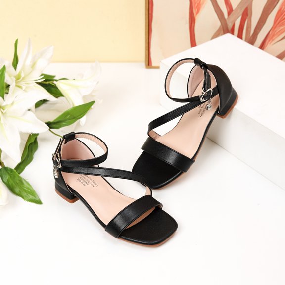 MEZZALL Girls Summer Heel Sandals Casual Solid Color Footwear Birthday Toddler Shoes