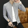 thumbnail image 4 of Suéter de punto para hombre, color sólido, sin capucha, con cuello, ropa para hombre, cárdigan con cremallera, liso, elegante, informal, cuello alto, algodón A, 4 of 5