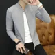 thumbnail image 3 of Suéter de punto para hombre, color sólido, sin capucha, con cuello, ropa para hombre, cárdigan con cremallera, liso, elegante, informal, cuello alto, algodón A, 3 of 4