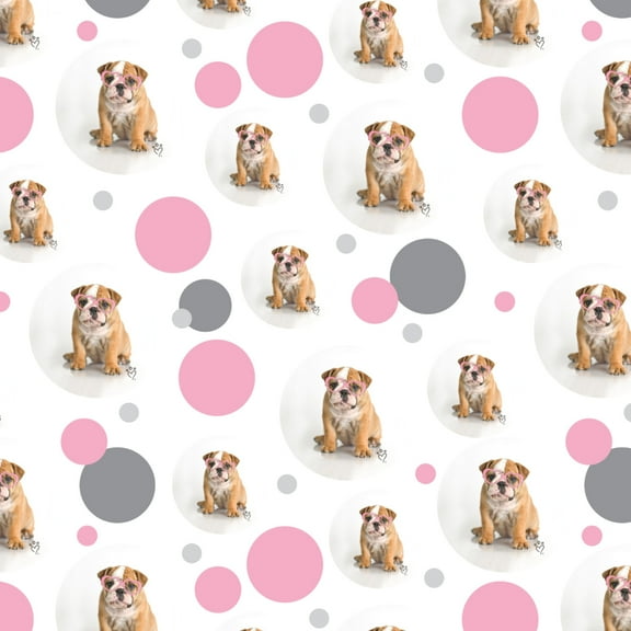 British Bulldog Puppy Dog Wearing Heart Glasses Premium Gift Wrap Wrapping Paper Roll