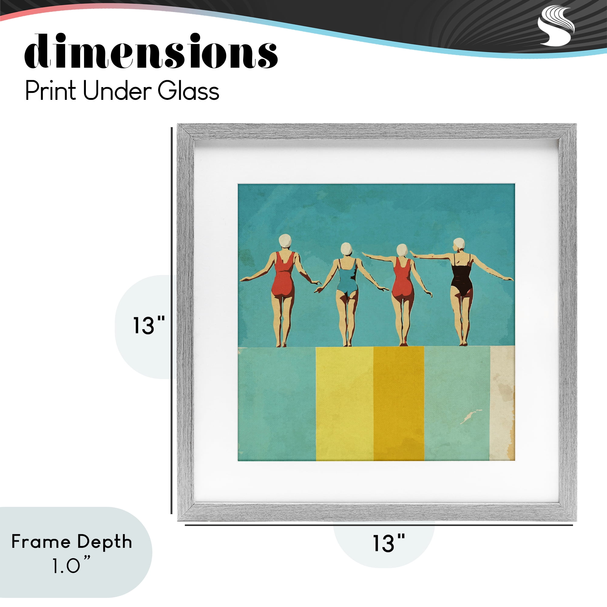 Stupell Industries Four Figures on the Pool Gray Framed Print Under Glass, design by Layla Oz