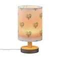 thumbnail image 3 of Lamp Printed Gifts Table Lamp USB Bedside Desk Nightstand Lamp Wood Base for Bedroom Living Room Office Desk College Dorm Emerald Green Hearts Pattern, 3 of 7