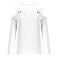 thumbnail image 4 of Blmnix Work Out Tops for Women White Blouse Cut Out Solid Long Sleeve V-Neck Womens Going Out Tops, 4 of 5