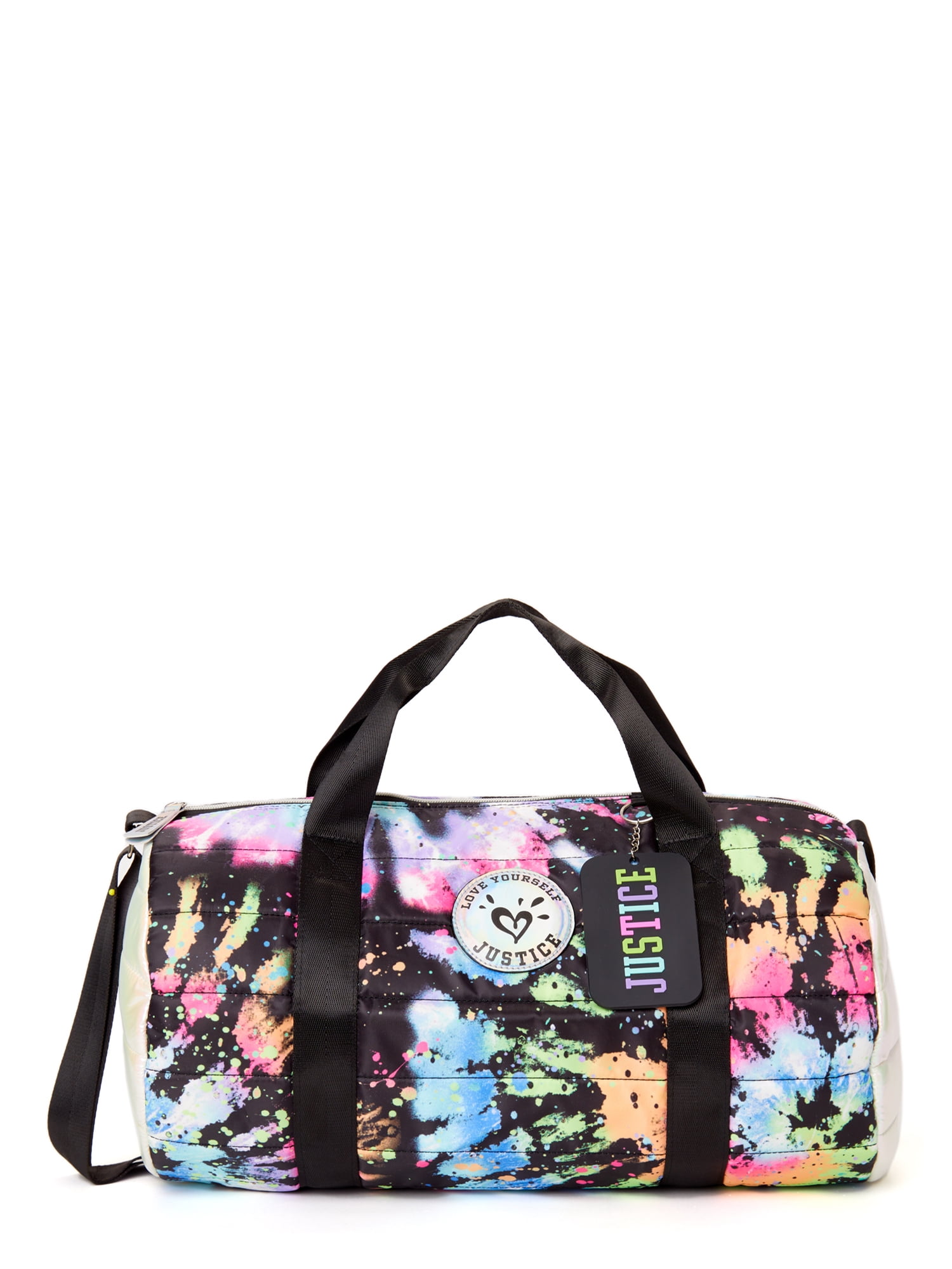 Justice Tie Dye Girls 17" Barrel Duffel Bag Black