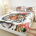 thumbnail image 3 of jejeloiu Merry Christmas Full Size Sheets,Cute Tiger Bed Sheets,Zoo Animal Sheet Sets For Boys Girls,Luxury Bedroom Decor,4pcs, 3 of 7