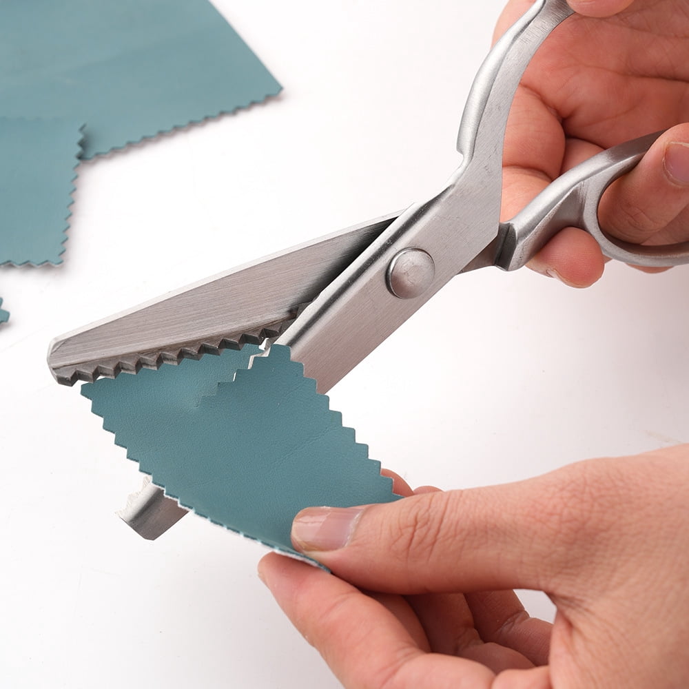All Stainless Steel Pinking Shears Scissors for Fabric Heavy Duty Serrated Pinking Shears Decorative Edge Zig Zag Cut Scissors