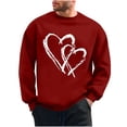 thumbnail image 2 of Blczomt Men Sweatshirts Pullover Graphic Valentines Day Sweatshirt Long Sleeve Fall Winter Crewneck Red Men's Clothing, 2 of 6