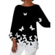 thumbnail image 1 of Blusa tipo túnica de manga 3/4 para mujer, informal, con dobladillo irregular, cuello redondo, estampado de moda, tipo 3 M, 1 of 5