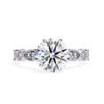thumbnail image 2 of Solitaire Engagement Ring for Women Center 8mm Cushion and Round Cut Lab Created Moissanite Beaded Promise Rings In 14K Solid White Gold Jewelry Gift for Her, Size 6.5, 2 of 6