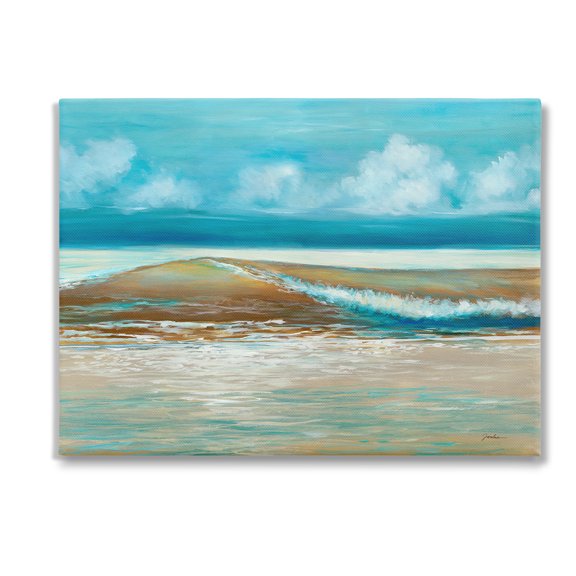 Stupell Industries Modern Rolling Sea Waves Landscape Painting Gallery Wrapped Canvas Art Print Wall Art, 48 x 36